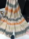 Cross-border scarf wholesale e-commerce live-streaming supply chain, new jacquard wavy tassels and pom-poms Specification image